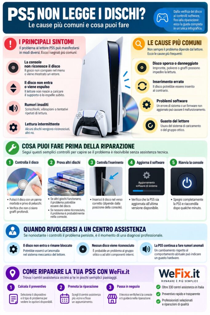 problemi lettore disco playstation 5 infografica